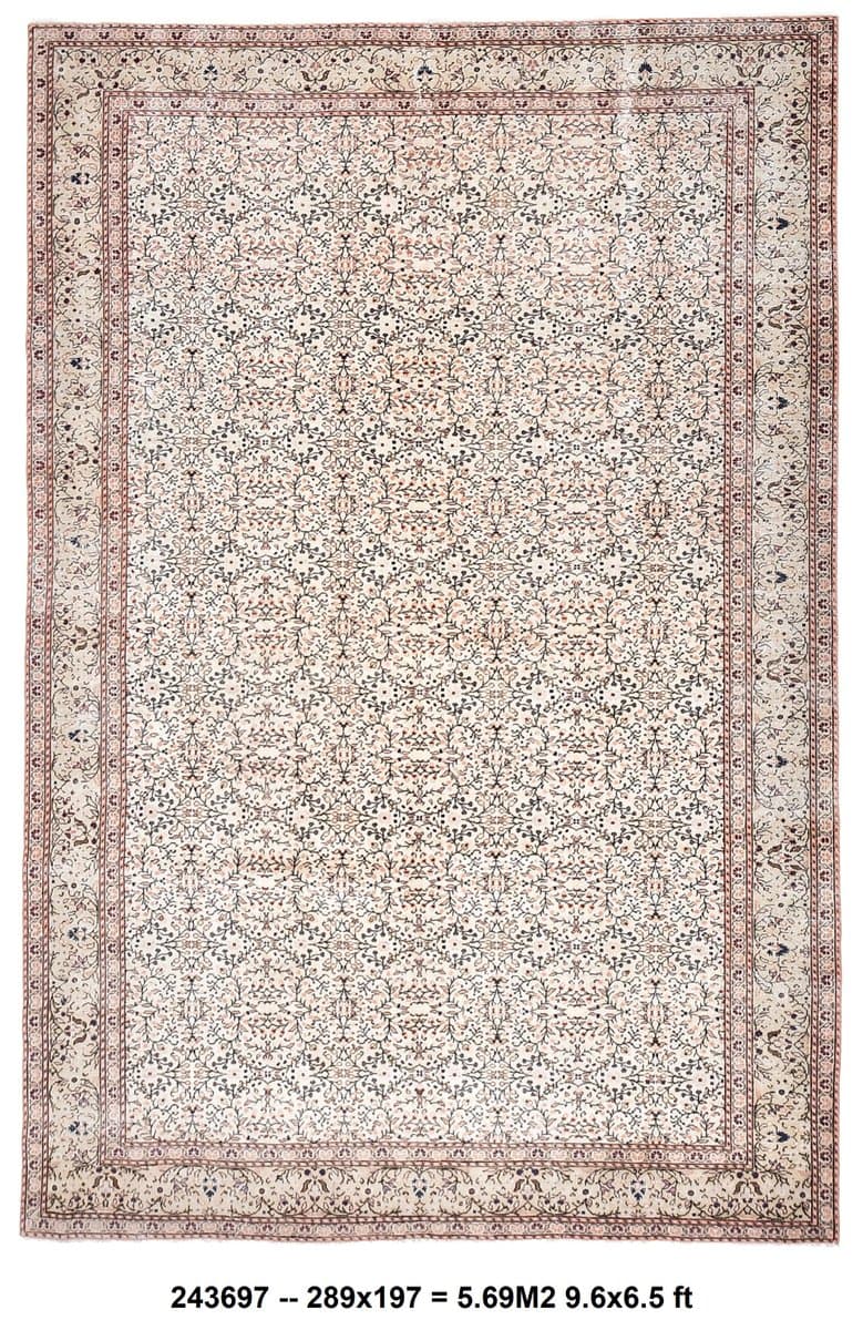 Dywan 197x289 cm, beżowy, wełna, Turcja, lata 70. - 212145