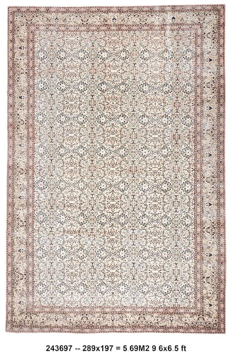 Dywan 197x289 cm, beżowy, wełna, Turcja, lata 70.