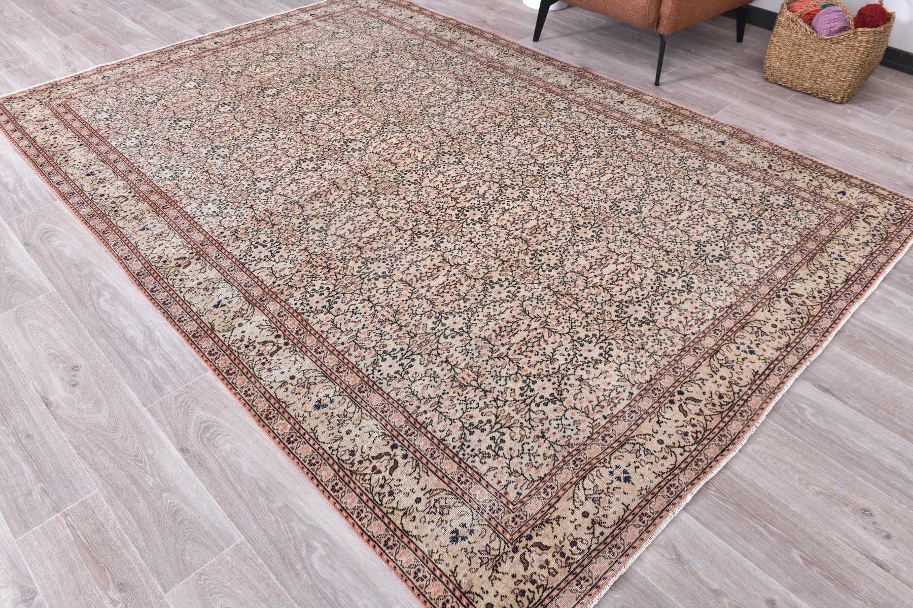 Dywan 197x289 cm, beżowy, wełna, Turcja, lata 70. - 212144