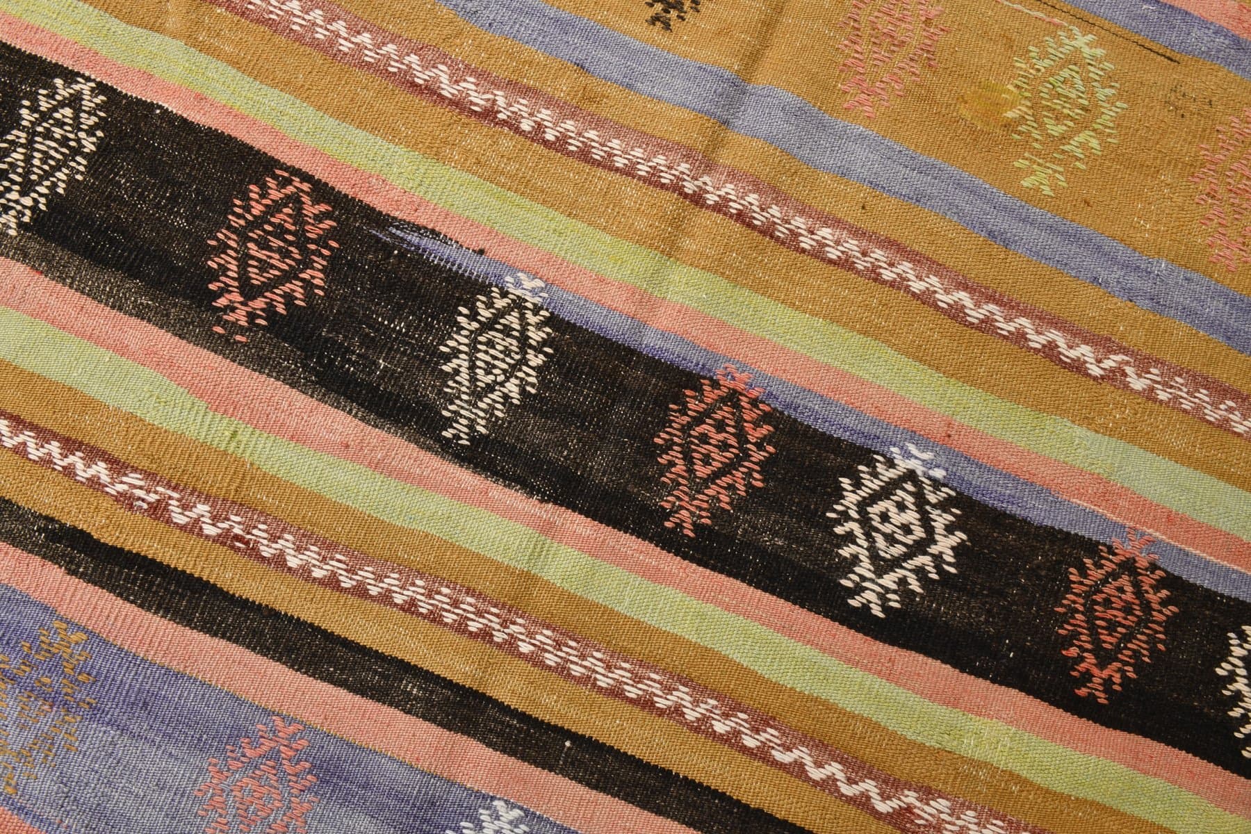 Kilim 172x281 cm, beżowy, zielony, wełna, Turcja, lata 70. - 212137