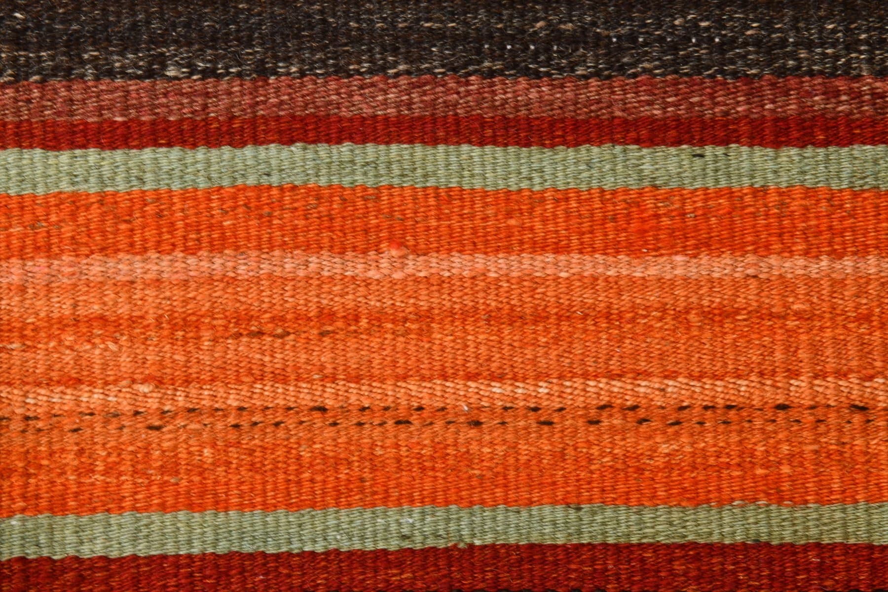 Kilim 150x267 cm, brązowy, pomarańczowy, wełna, Turcja, lata 60. - 212662