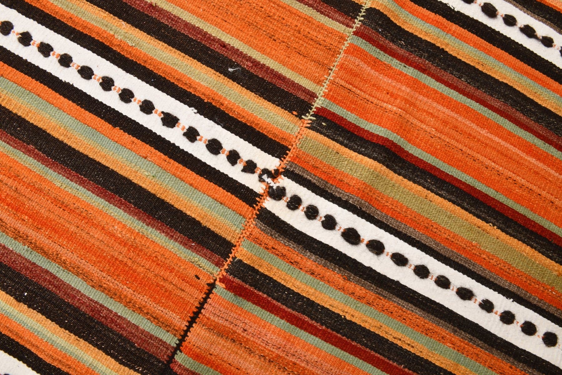 Kilim 150x267 cm, brązowy, pomarańczowy, wełna, Turcja, lata 60. - 212660