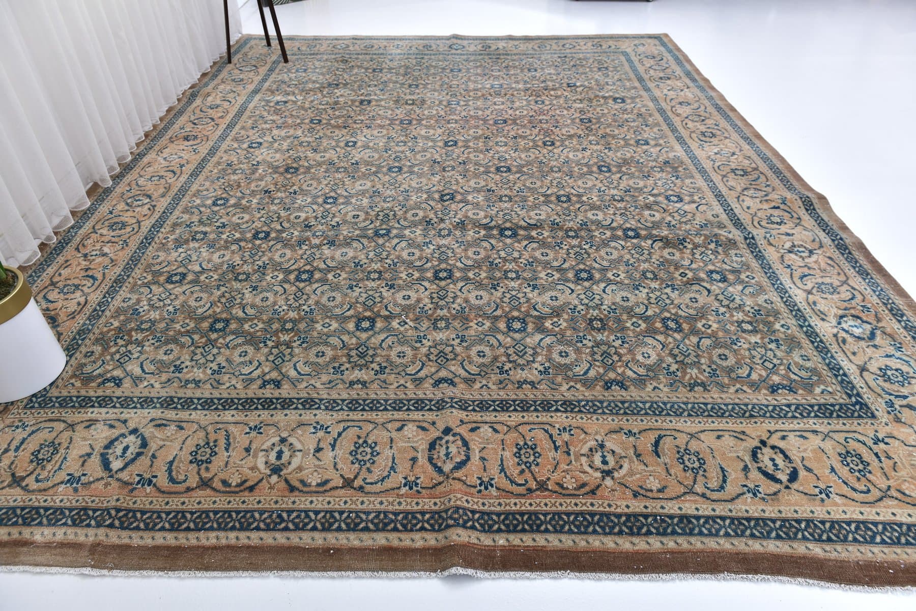 Dywan 413x320 cm, beżowy, wełna, Turcja, lata 60. - 212646