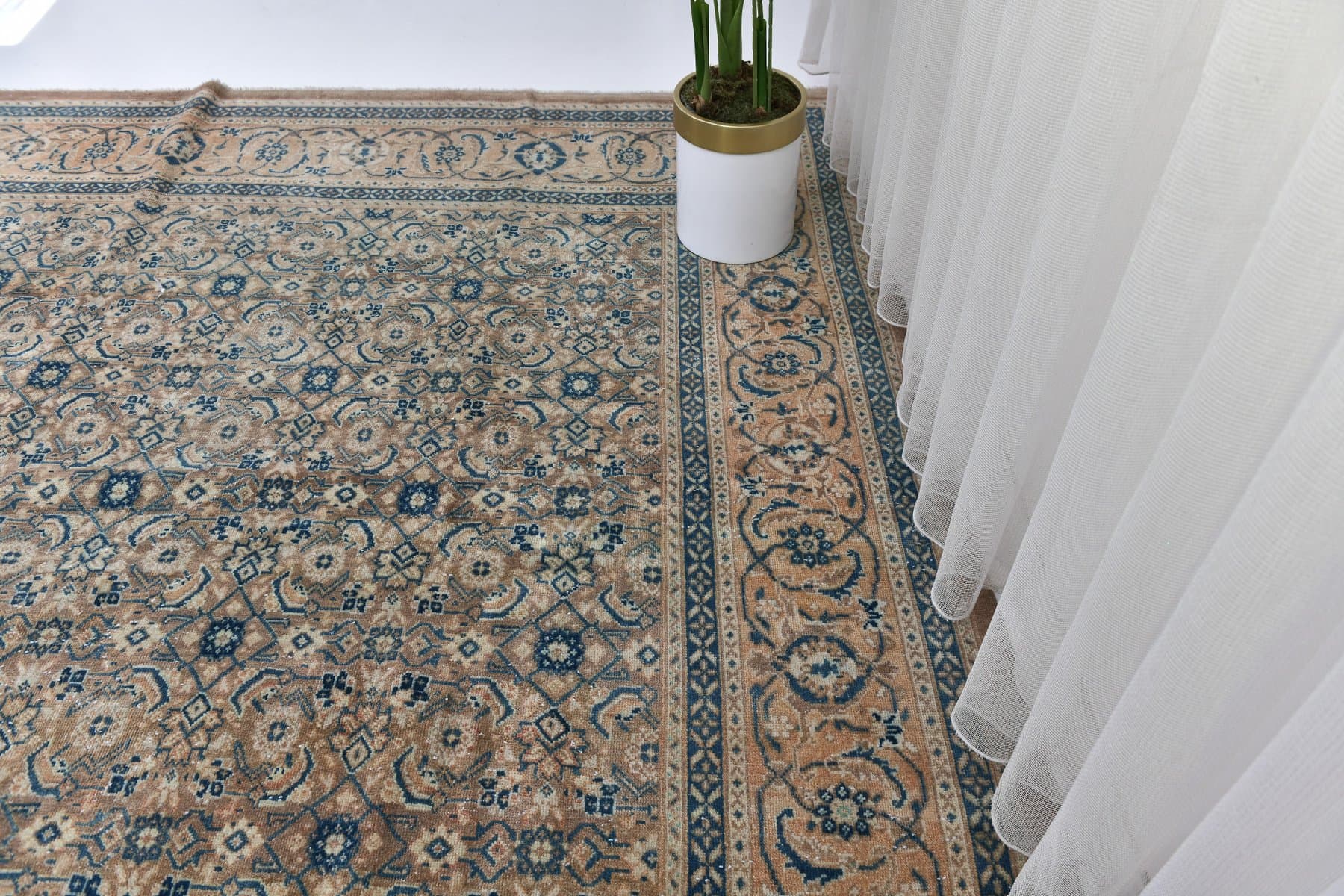 Dywan 413x320 cm, beżowy, wełna, Turcja, lata 60. - 212648