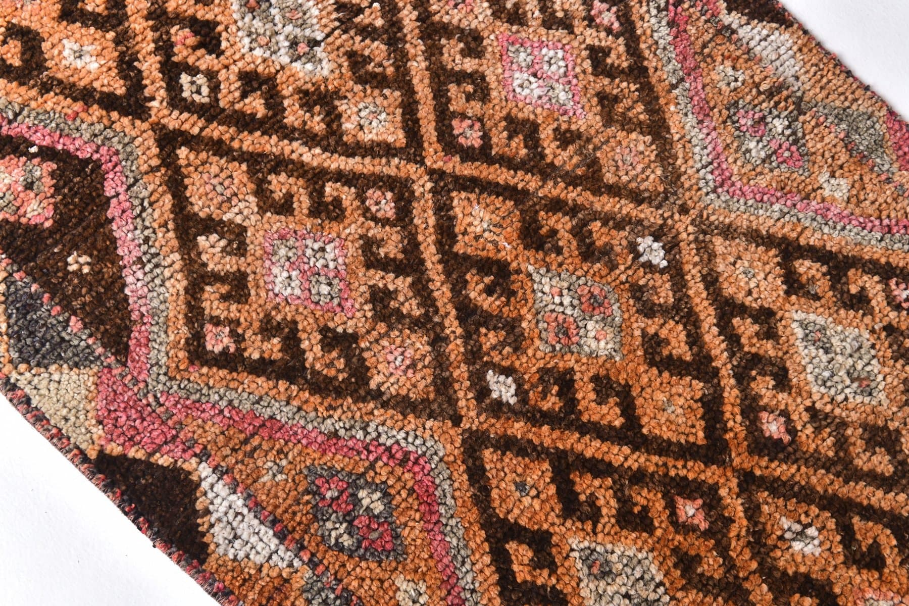 Chodnik 354x84 cm, brązowy, wełna, Turcja, lata 70. - 212793