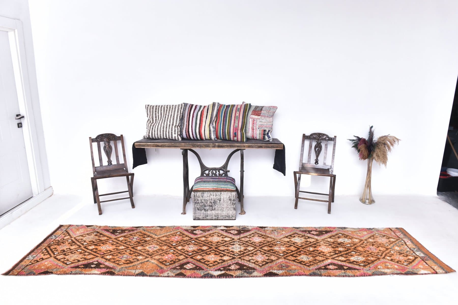 Chodnik 354x84 cm, brązowy, wełna, Turcja, lata 70. - 212792