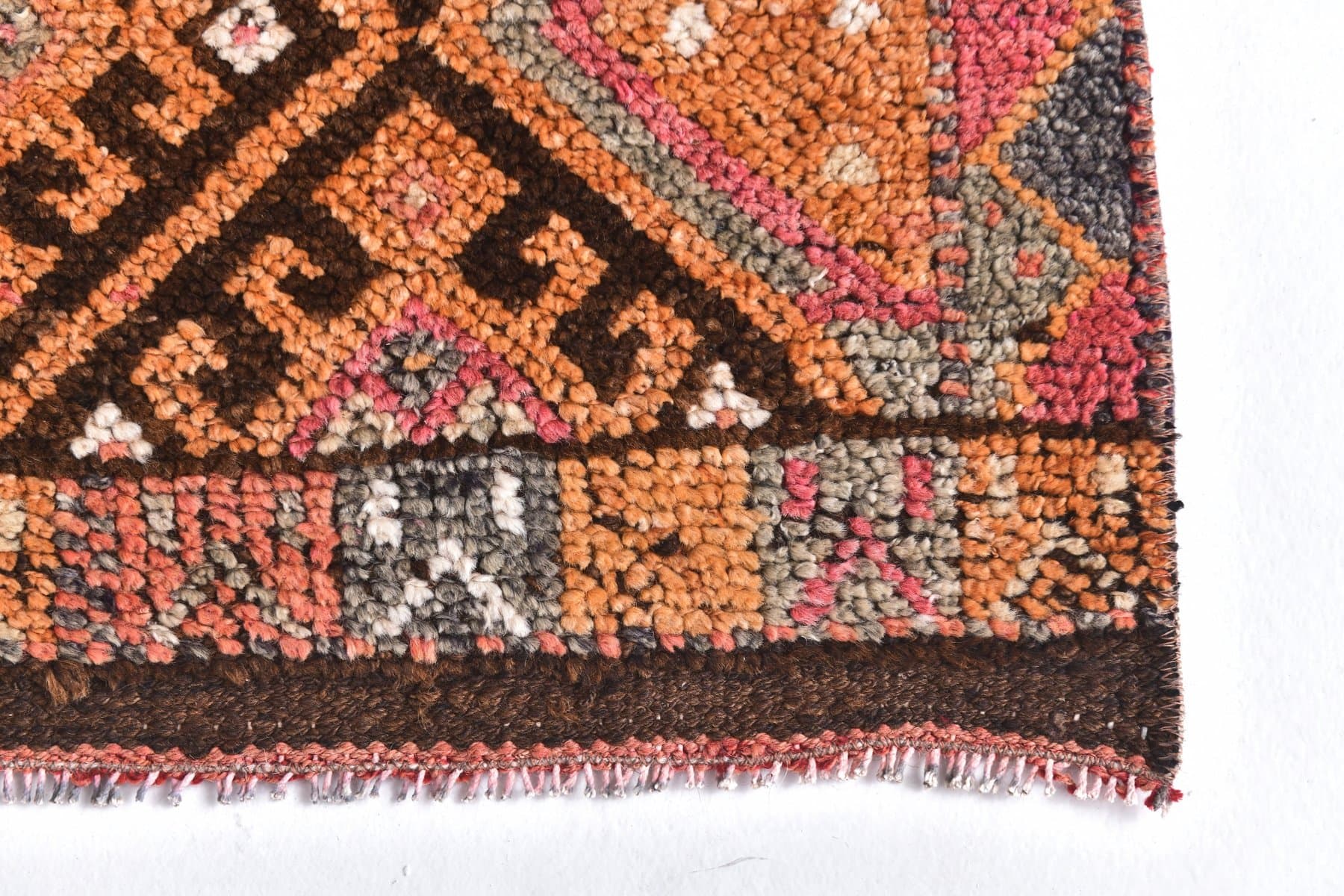 Chodnik 354x84 cm, brązowy, wełna, Turcja, lata 70. - 212797