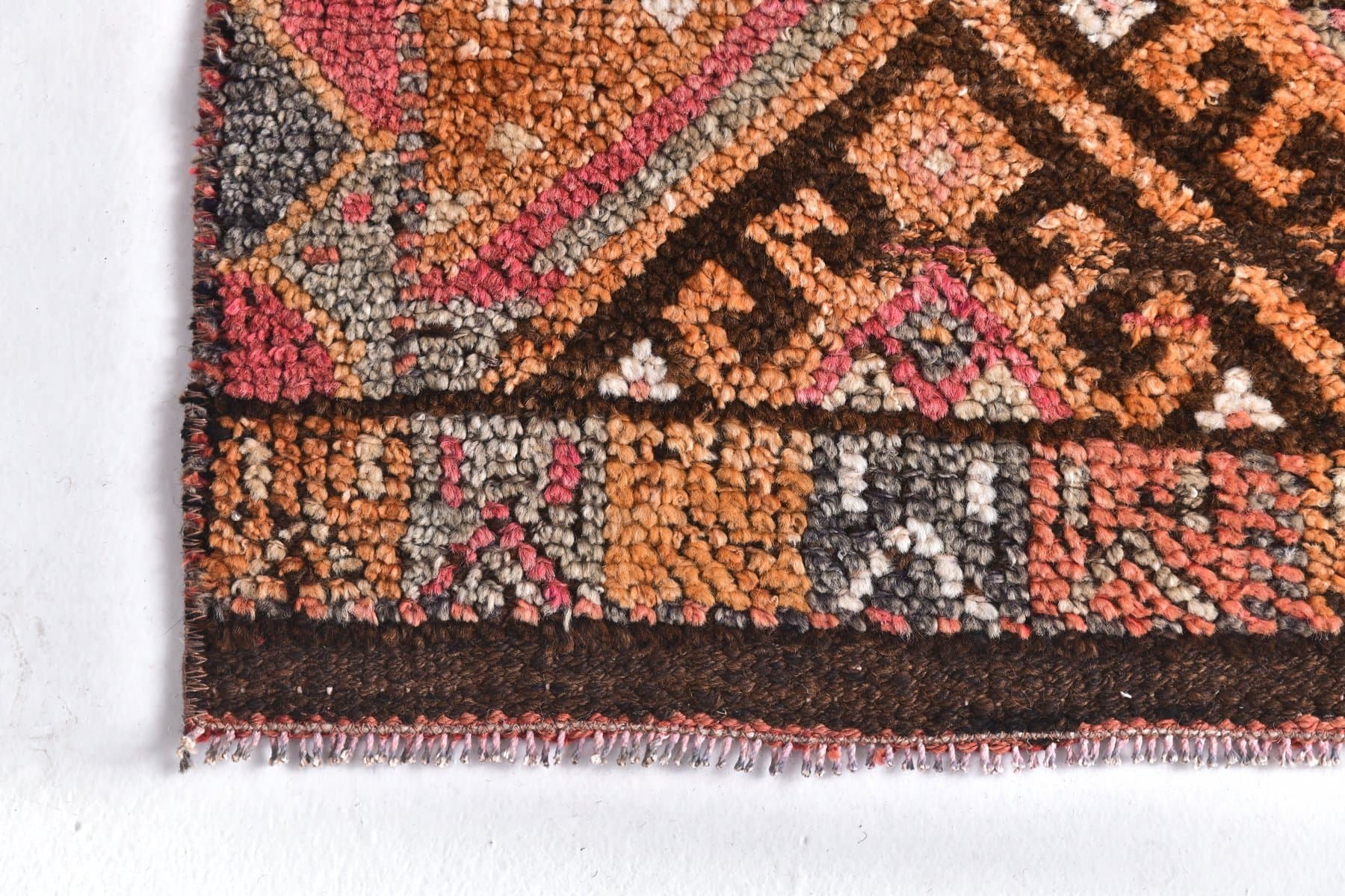 Chodnik 354x84 cm, brązowy, wełna, Turcja, lata 70. - 212796