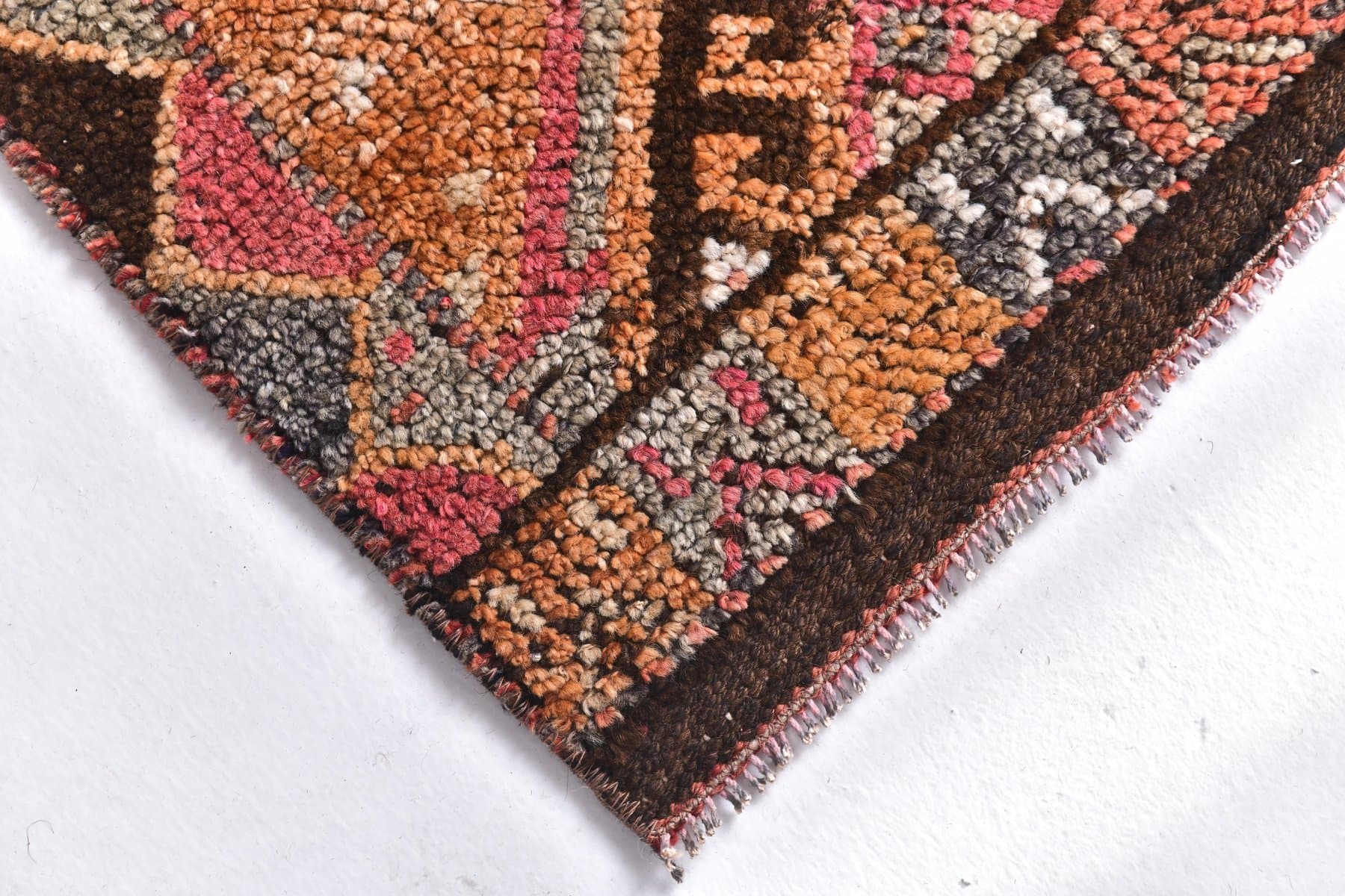 Chodnik 354x84 cm, brązowy, wełna, Turcja, lata 70. - 212795