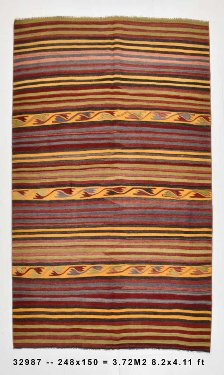 Kilim 150x248 cm, brązowy, wełna, Turcja, lata 70. - 212789