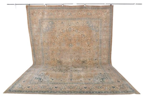 Dywan 382x303 cm, brązowy, wełna, lata 70. - WYMIARY