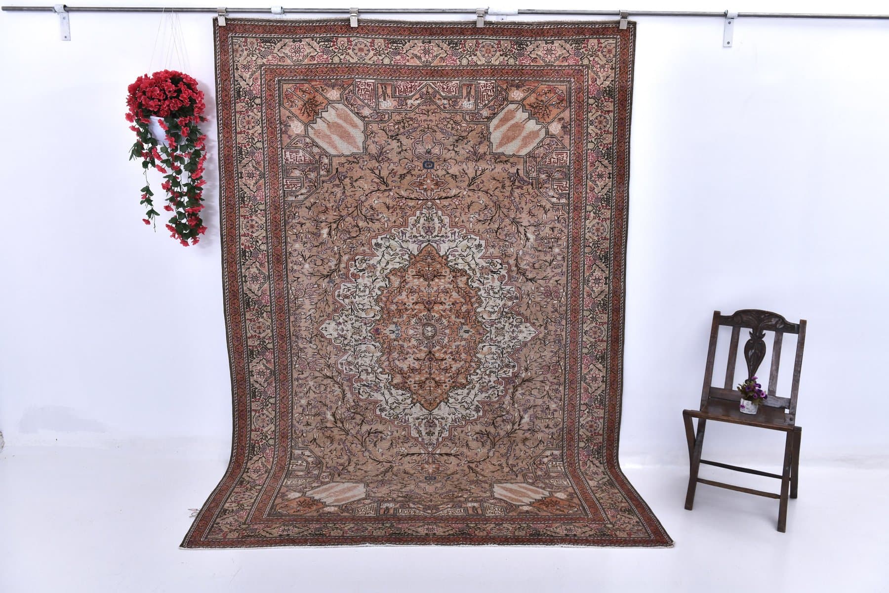 Rug 196x283 cm, brown, wool, 1960s - 212738