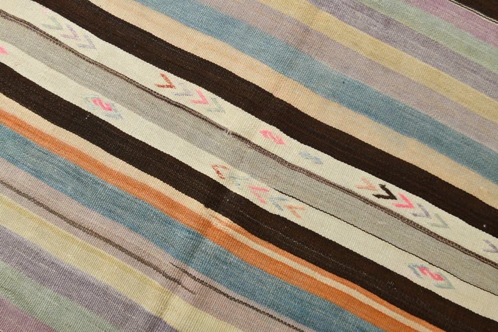 Kilim 186x310 cm, niebieski, beżowy, wełna, Turcja, lata 60. - 212729