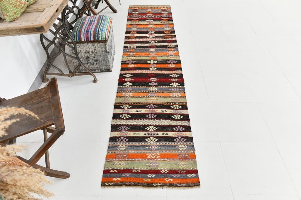 Chodnik 287x61 cm, brązowy, wełna, lata 70. - 212693