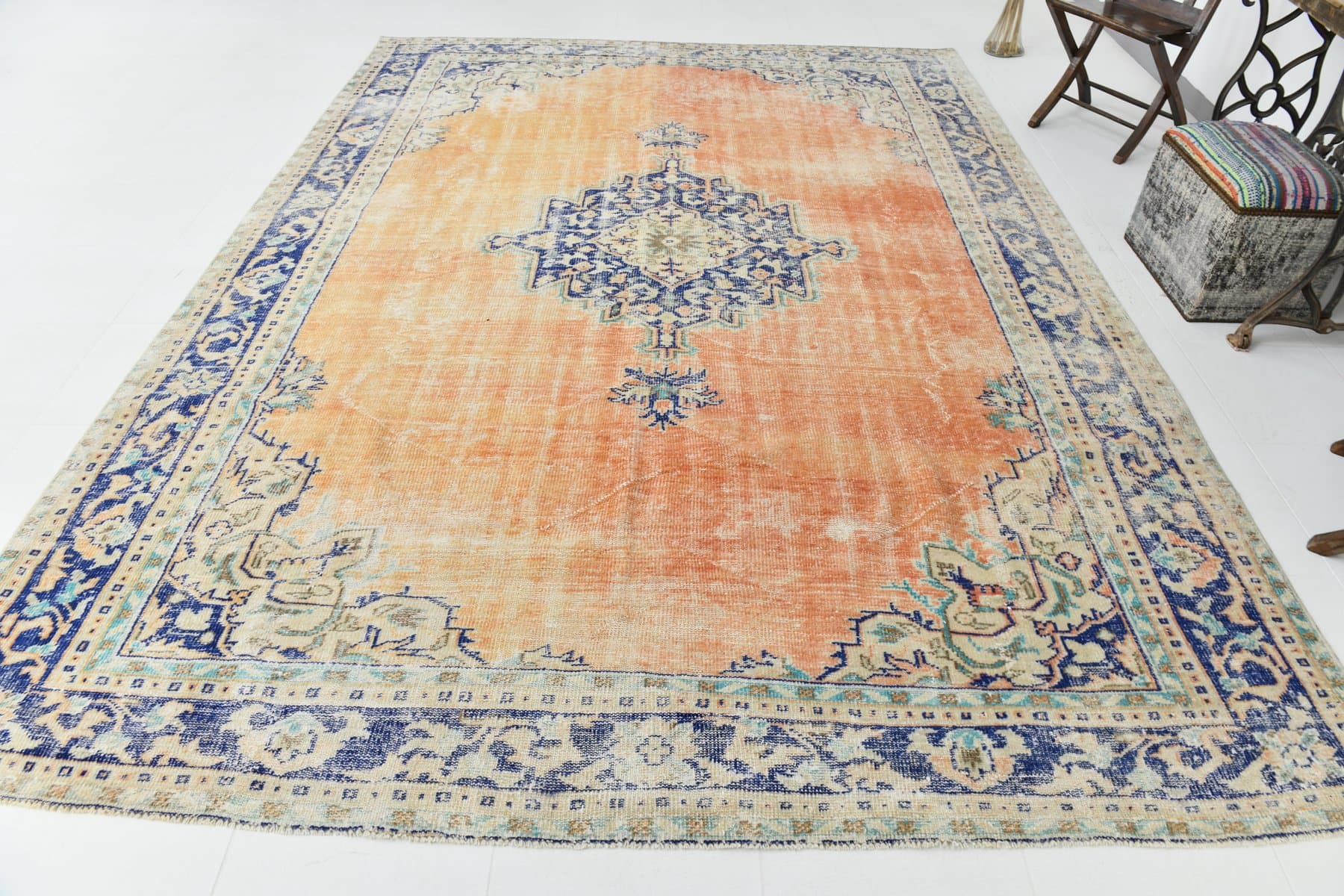 Dywan 352x257 cm, pomarańczowy, wełna, lata 70. - 212680