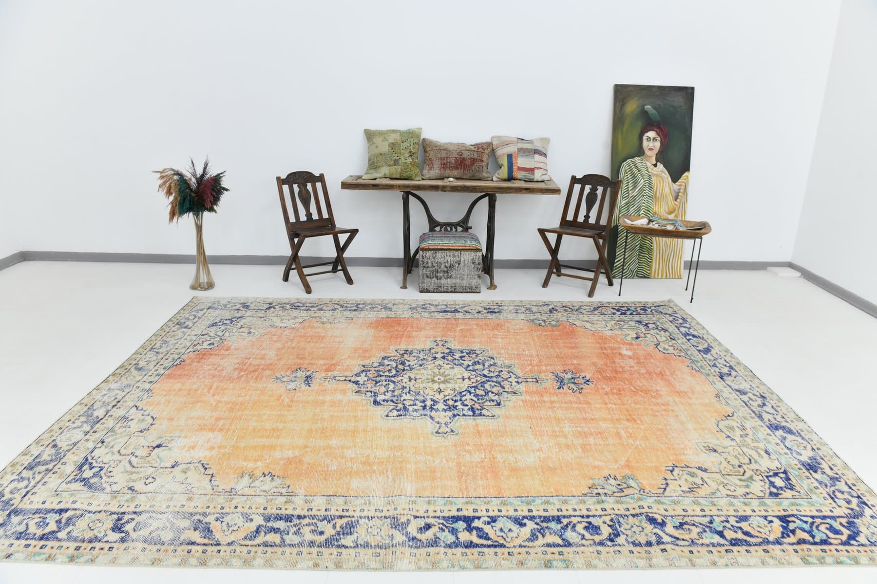 Dywan 352x257 cm, pomarańczowy, wełna, lata 70. - 212682