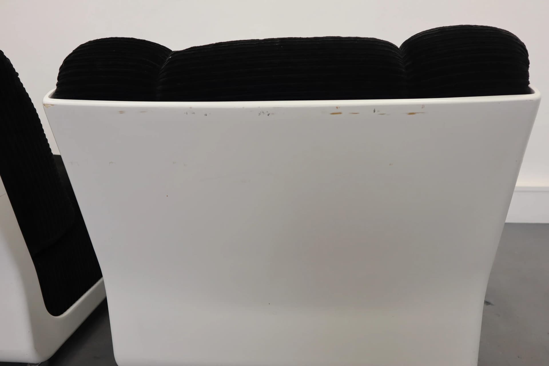 Pair of armchairs Space Age, black corduroy, white plastic, Italy, 1970s. - 15367
