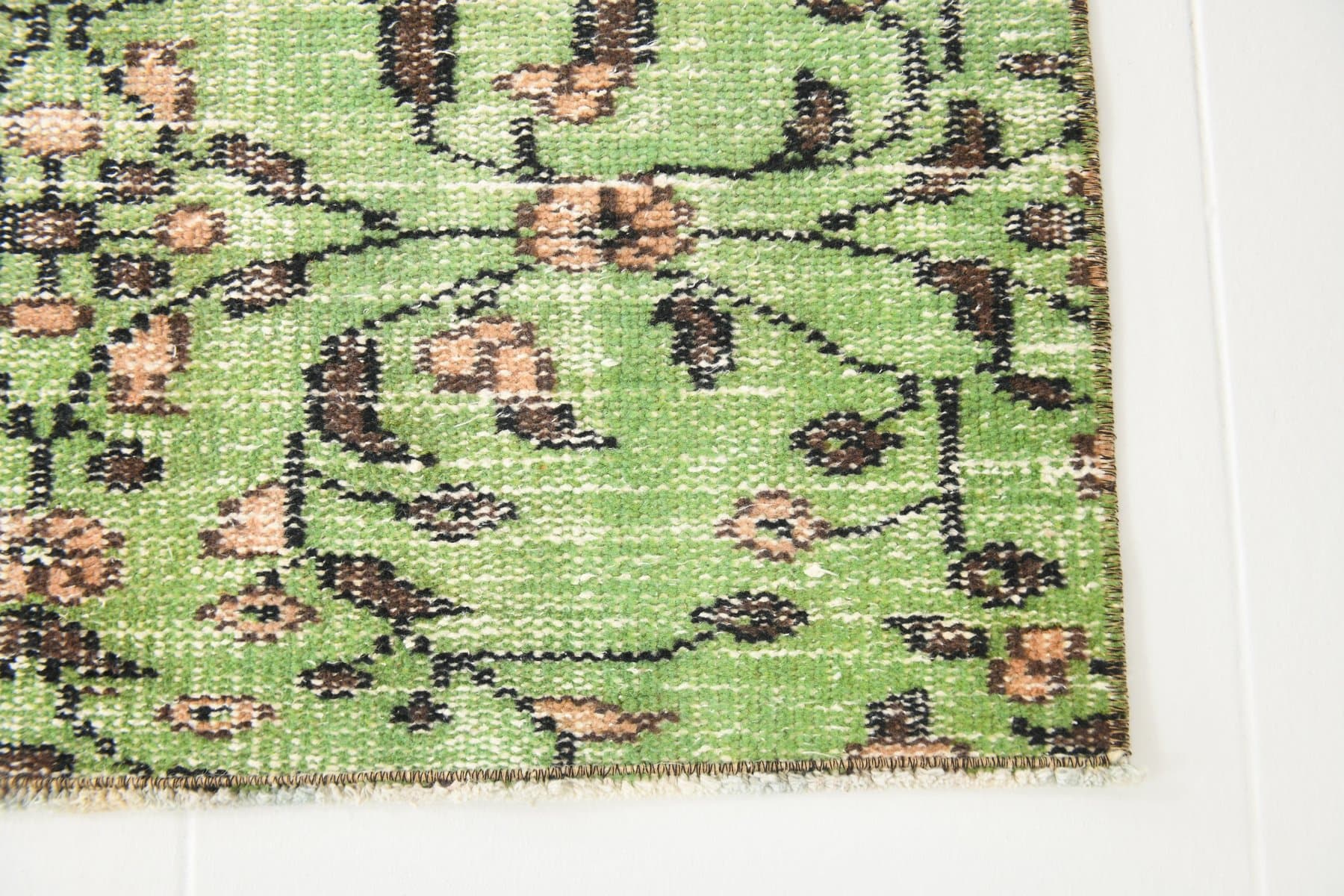 Chodnik 57x255 cm, zielony, wełna, lata 70. - 212677