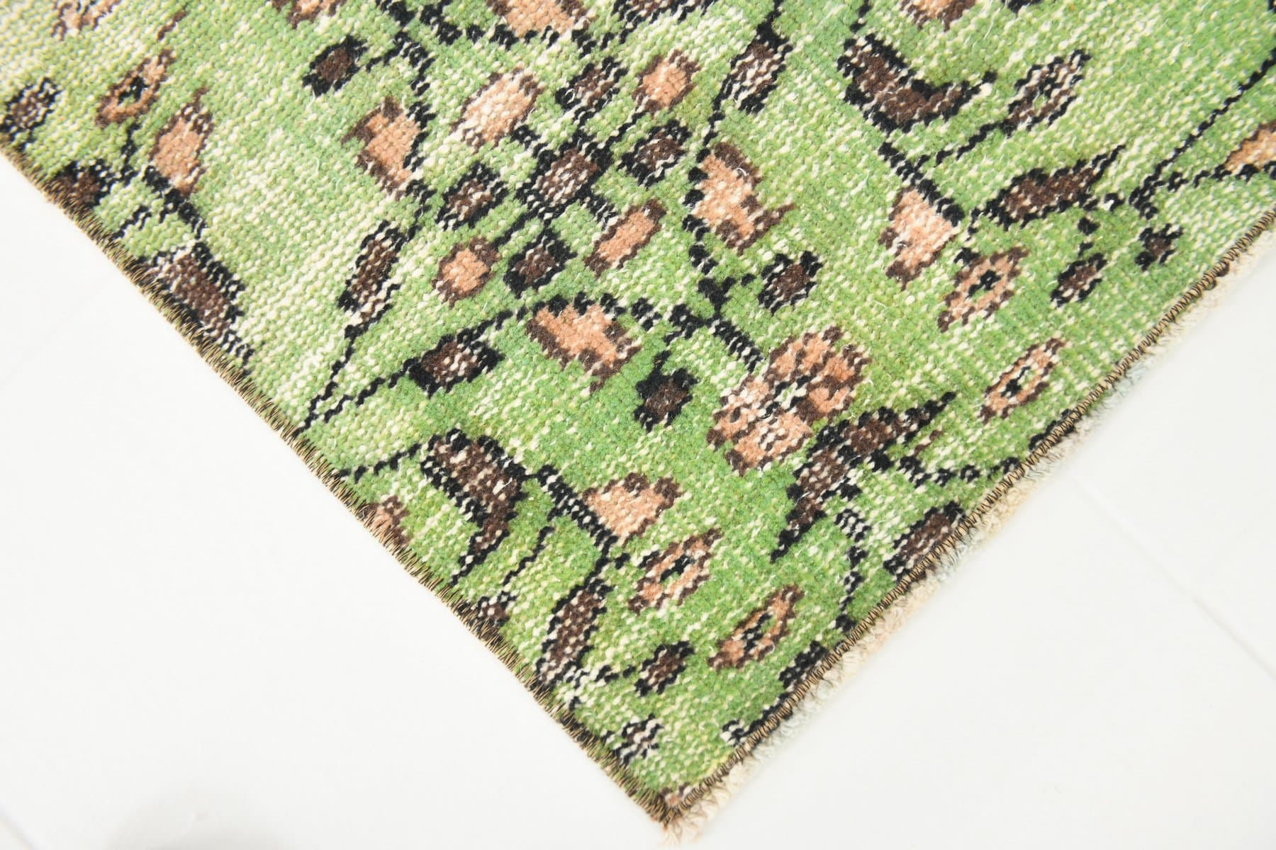 Chodnik 57x255 cm, zielony, wełna, lata 70. - 212678