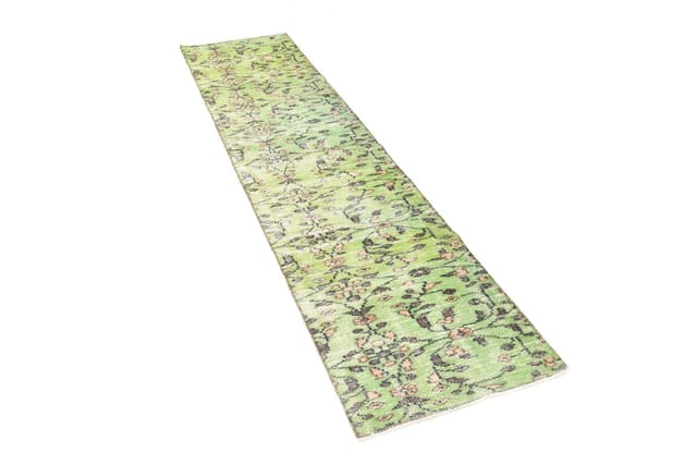 Chodnik 57x255 cm, zielony, wełna, lata 70. - WYMIARY