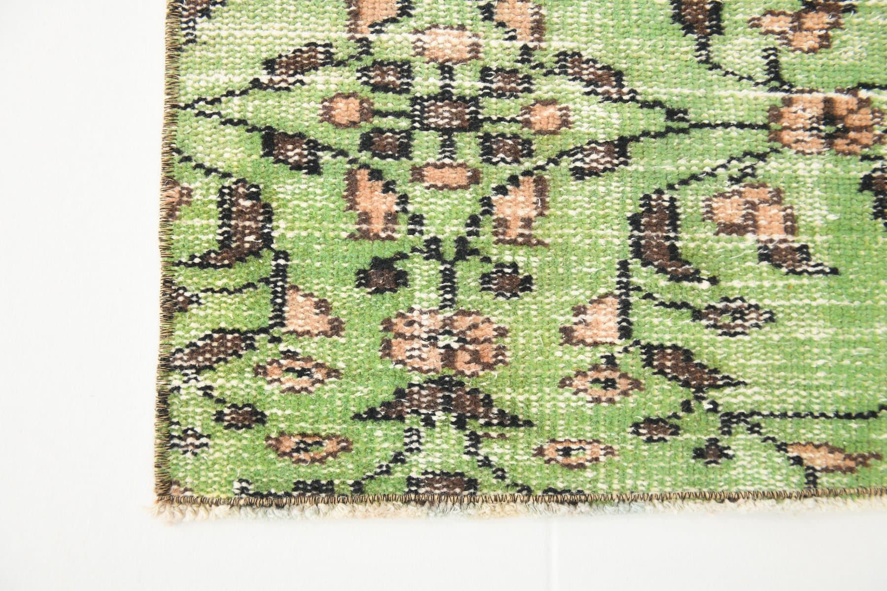 Chodnik 57x255 cm, zielony, wełna, lata 70. - 212676