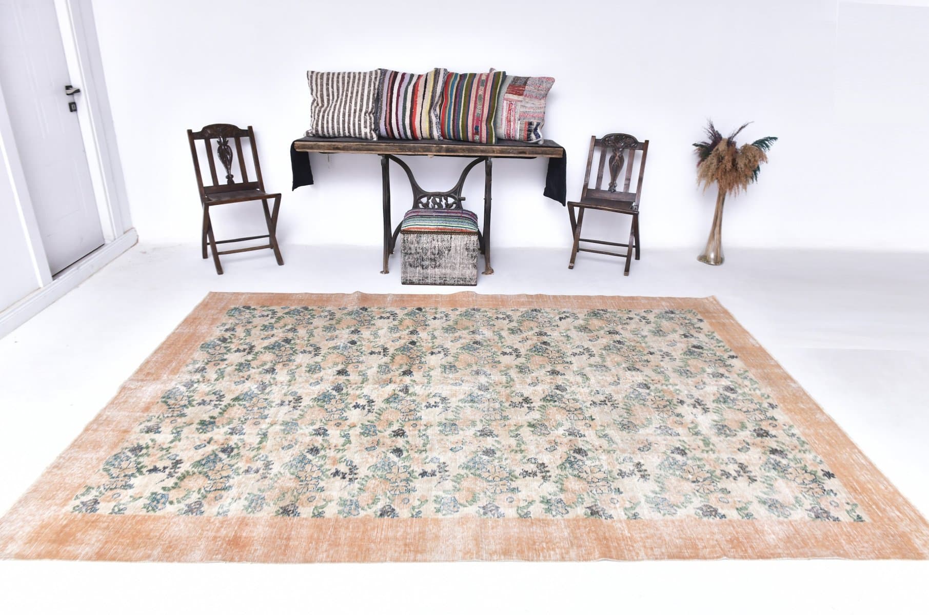 Dywan 301x207 cm, beżowy, wełna, lata 60. - 212970