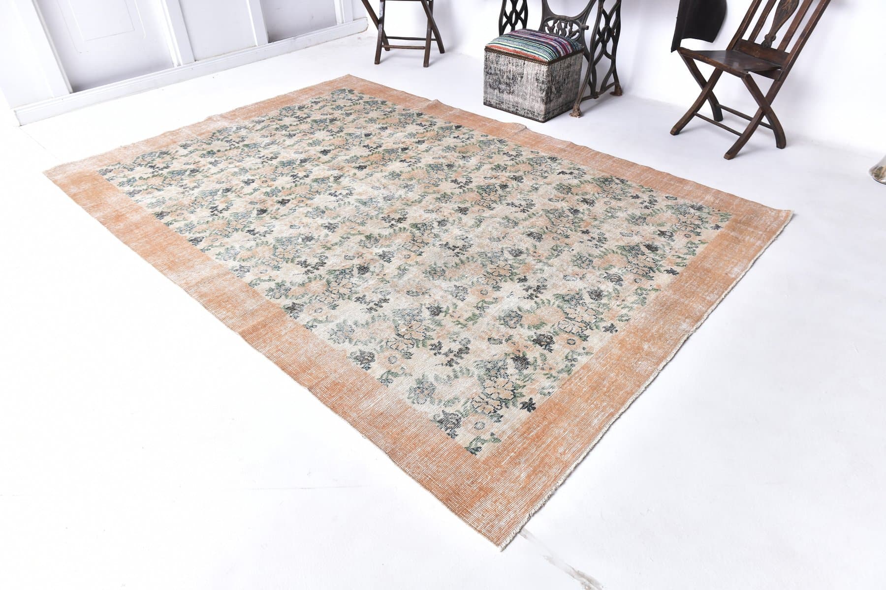 Dywan 301x207 cm, beżowy, wełna, lata 60. - 212969