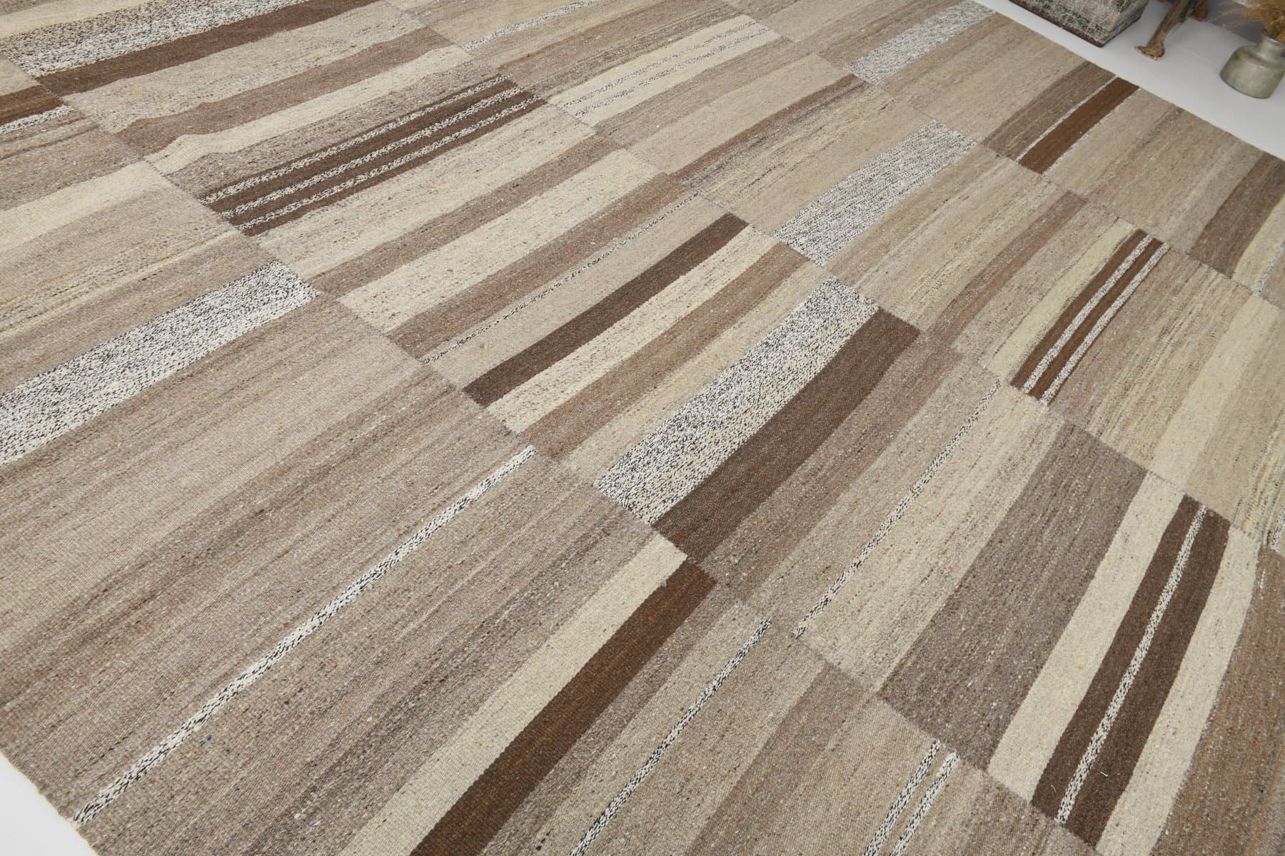 Kilim 330x305 cm, beżowy, brązowy, wełna, Turcja, lata 70. - 212960