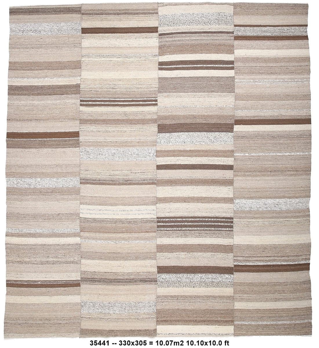 Kilim 330x305 cm, beżowy, brązowy, wełna, Turcja, lata 70. - 212957