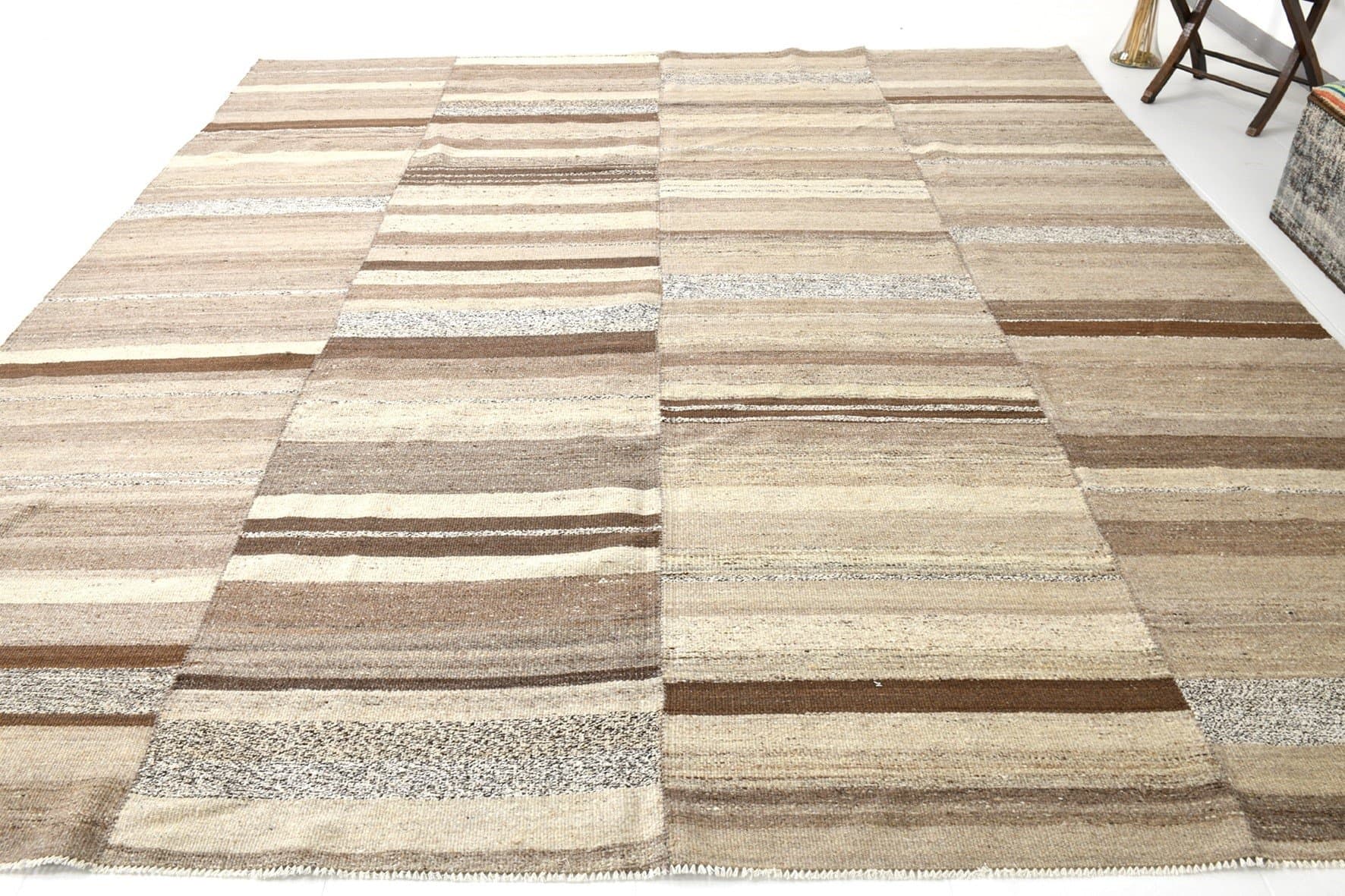 Kilim 330x305 cm, beżowy, brązowy, wełna, Turcja, lata 70. - 212959