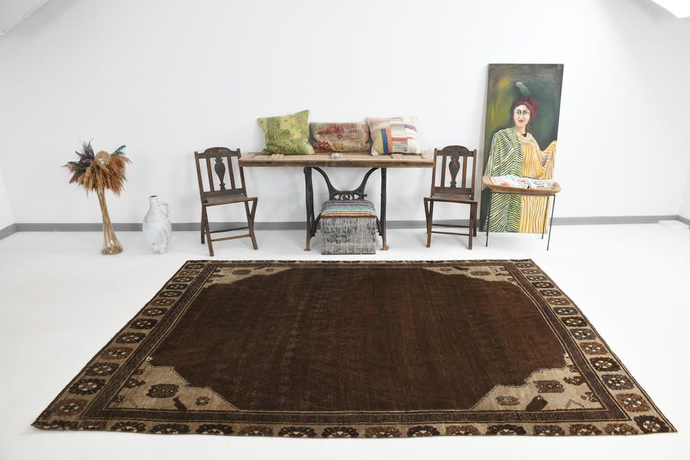 Rug 195x290 cm, brown, wool, Turkey, 1970s. - 212933