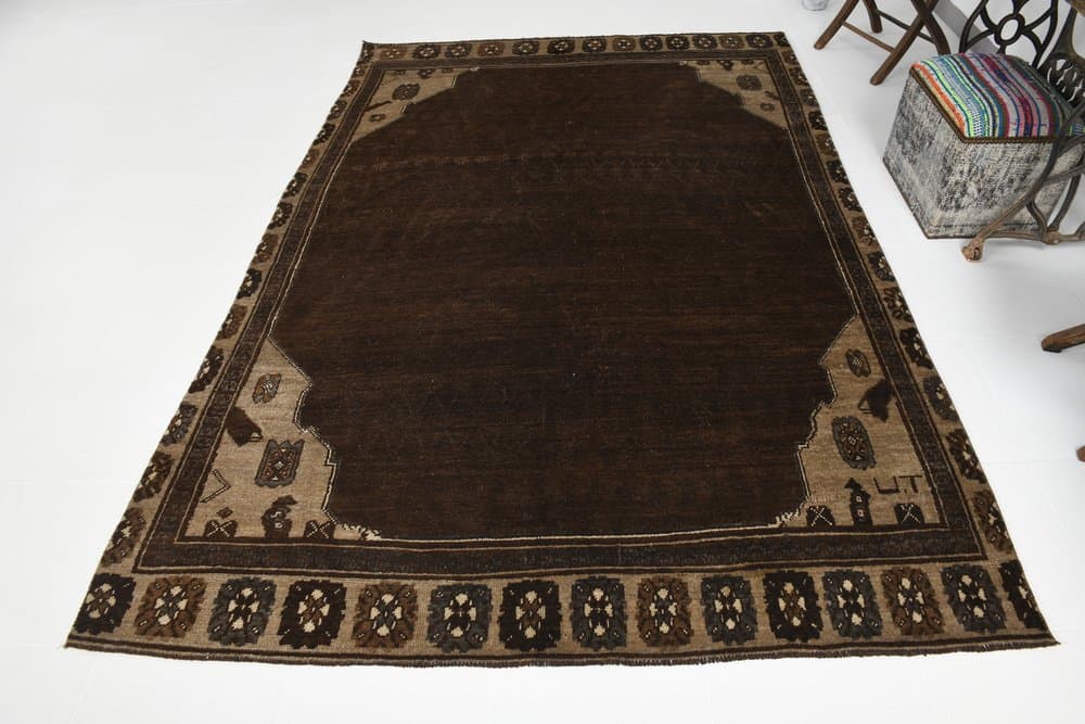 Rug 195x290 cm, brown, wool, Turkey, 1970s. - 212934