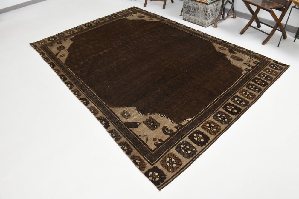 Rug 195x290 cm, brown, wool, Turkey, 1970s. - 212941