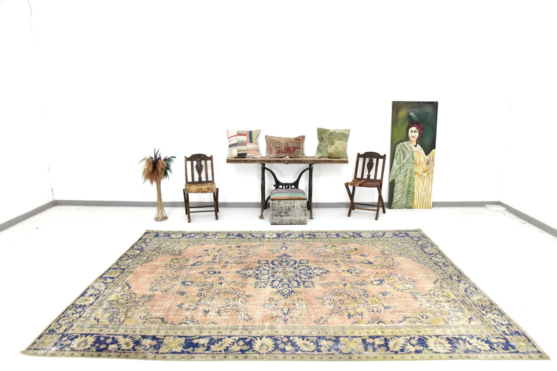 Rug 373x234 cm, Blue, Beige, Wool, 1970s - 212896