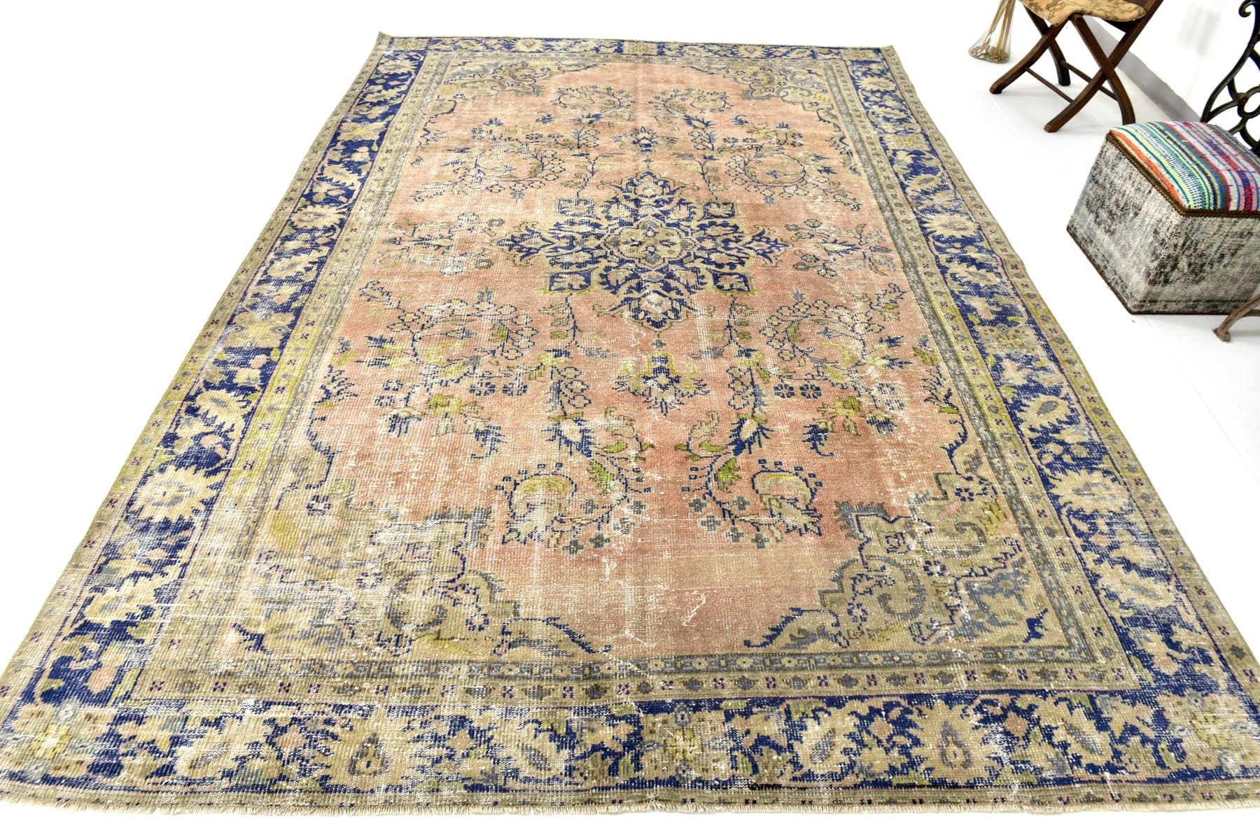 Rug 373x234 cm, Blue, Beige, Wool, 1970s - 212901