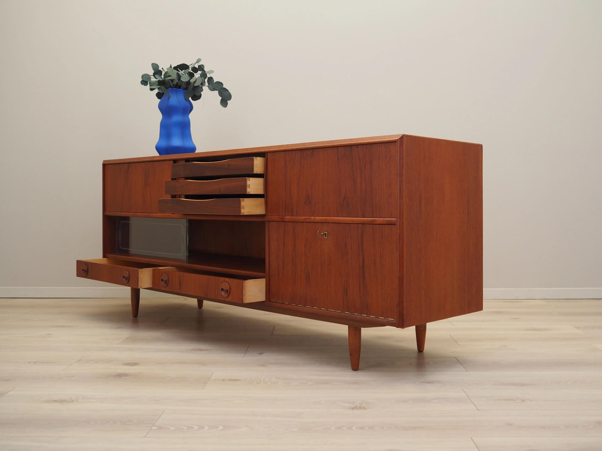 Sideboard, orange teak, Denmark, 1970s - 15544