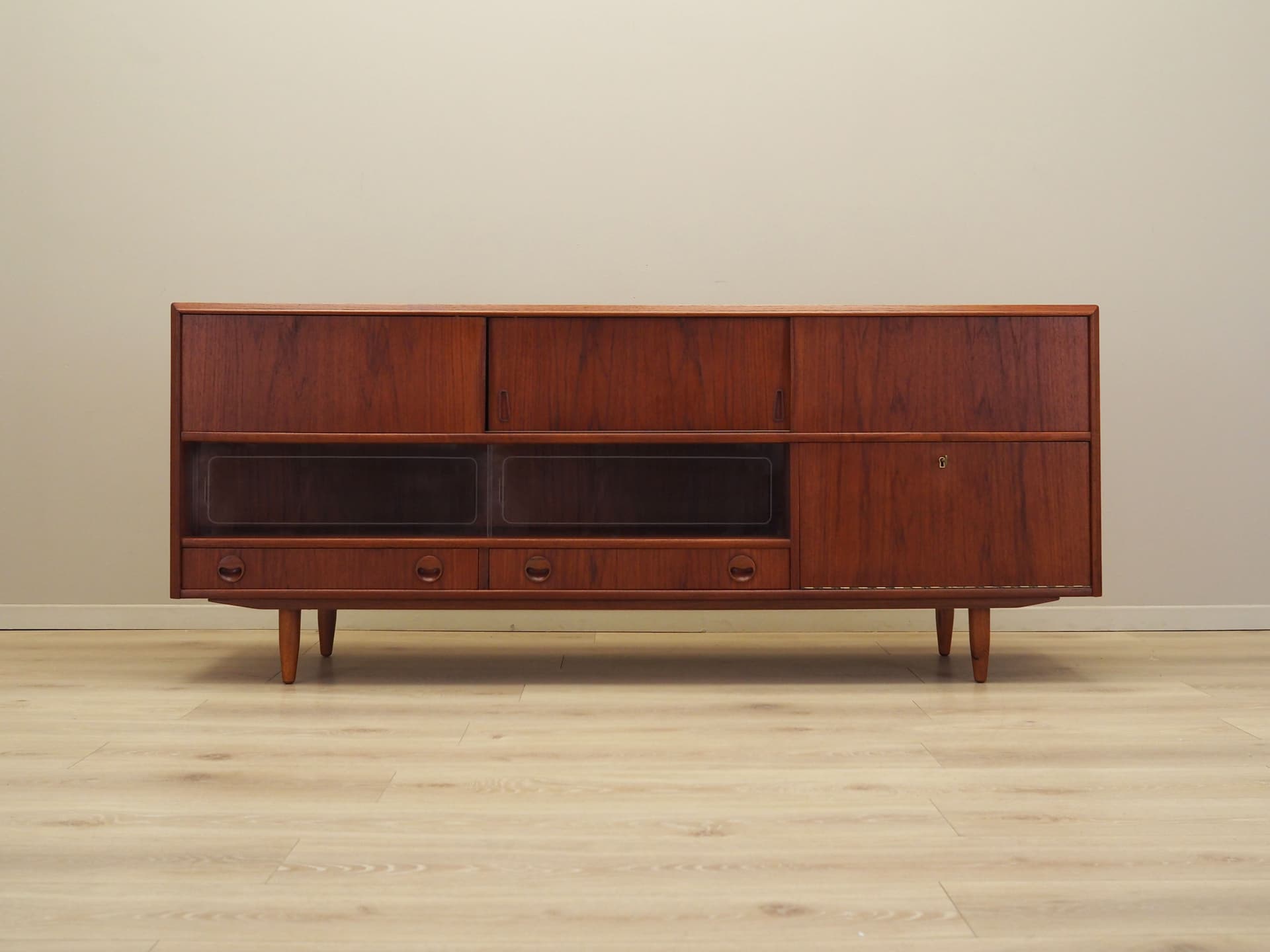 Sideboard, orange teak, Denmark, 1970s - 77172