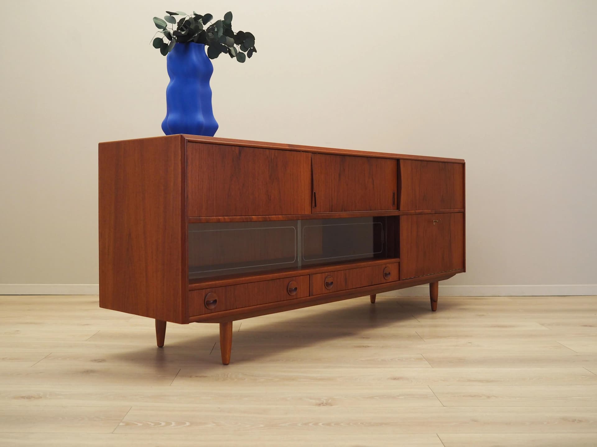 Sideboard, orange teak, Denmark, 1970s - 15545