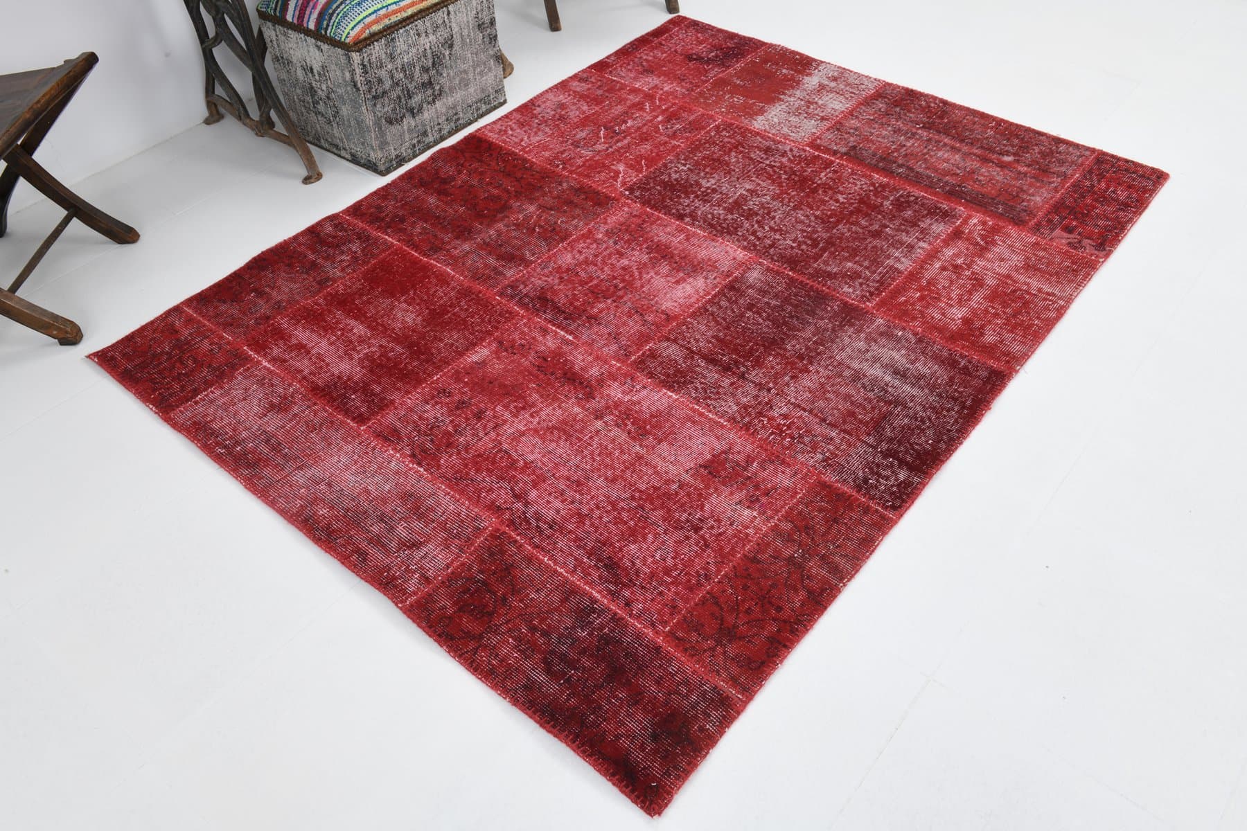 Rug 151x200 cm, red, wool, 1970s - 212873