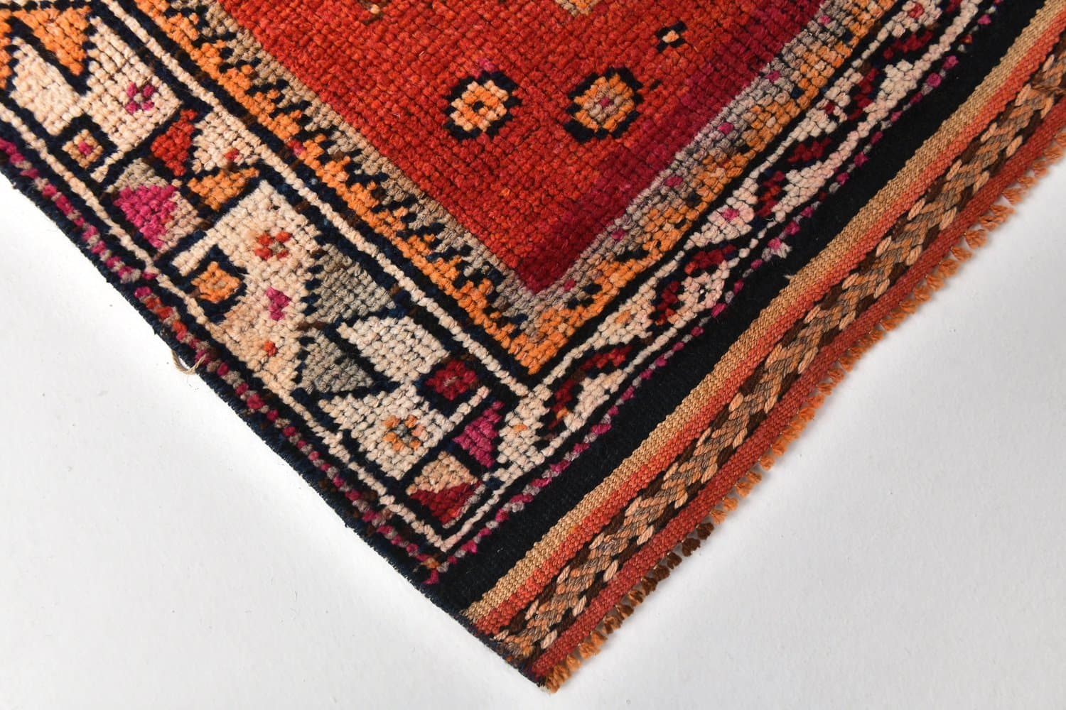 Runner 332x103 cm, red, brown, wool, 1970s - 212855