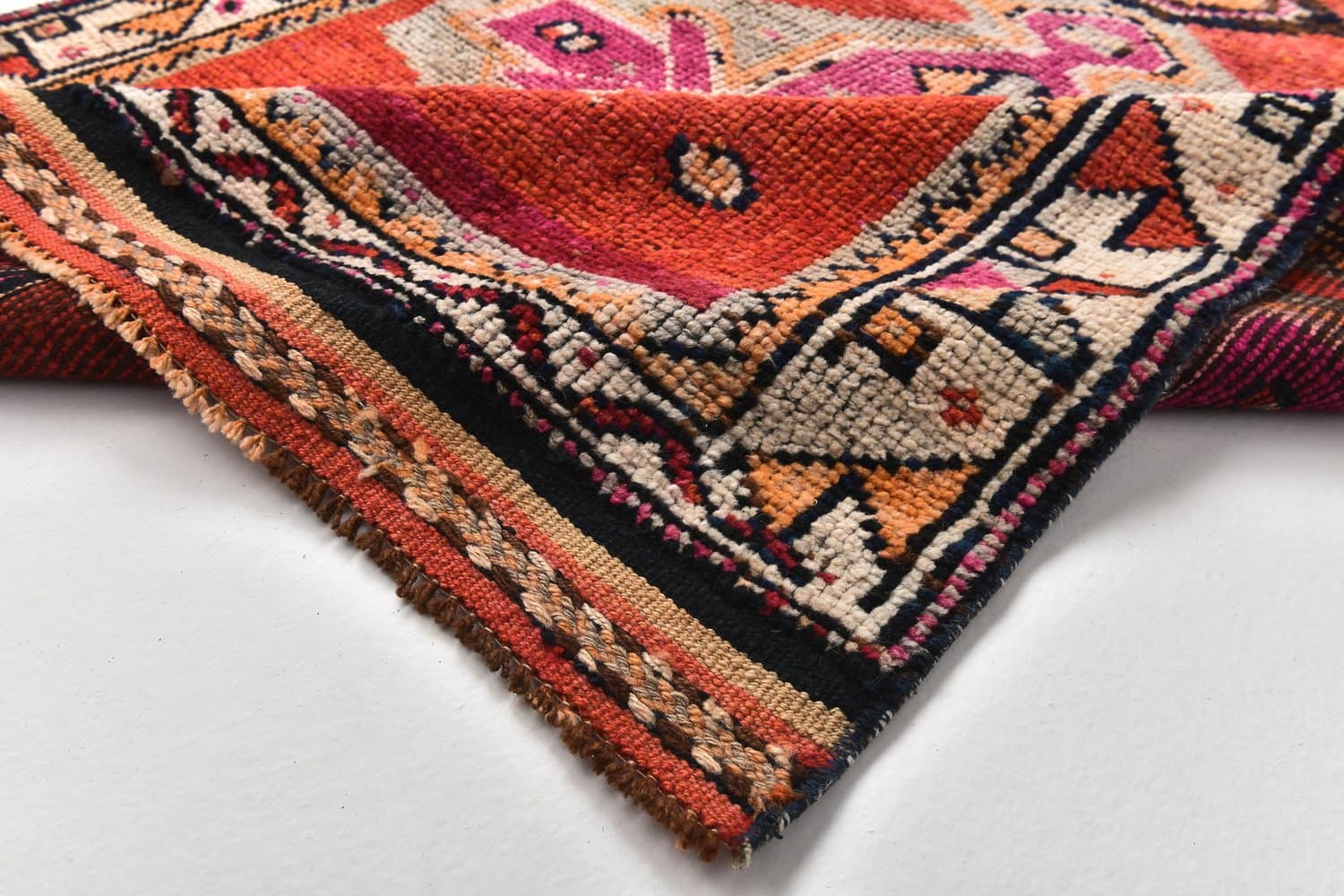Runner 332x103 cm, red, brown, wool, 1970s - 212856