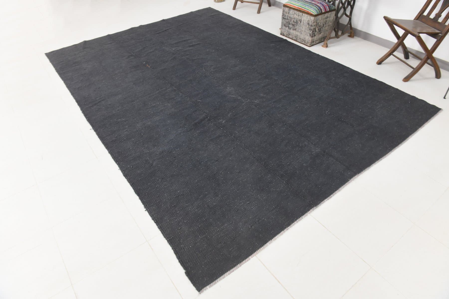 Kilim 333x231 cm, szary, wełna, lata 70. - 212836