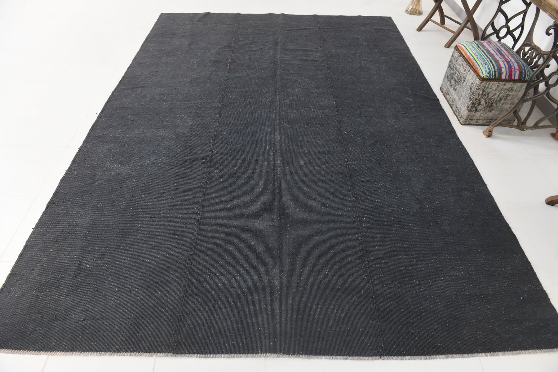 Kilim 333x231 cm, szary, wełna, lata 70. - 212834