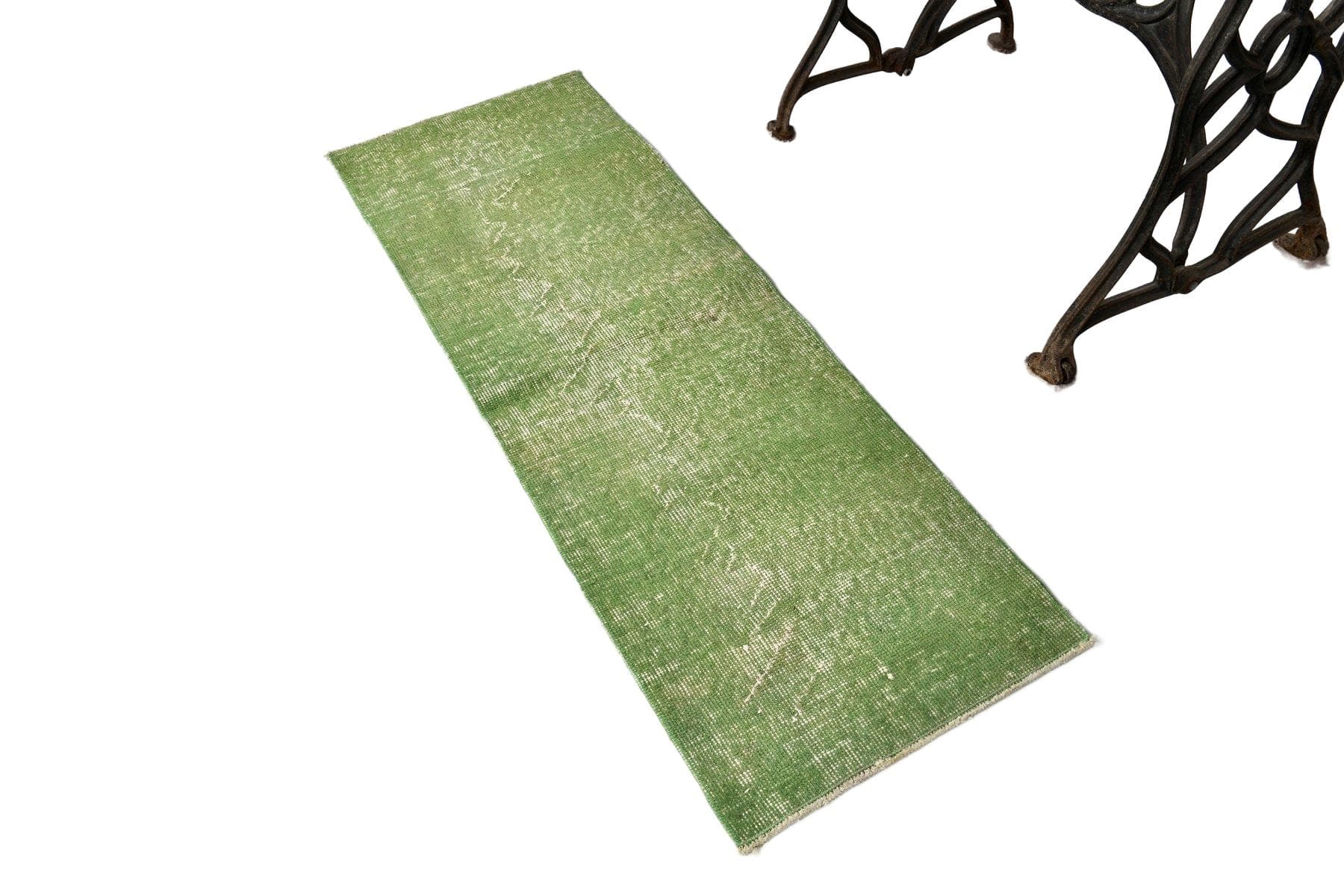 Chodnik 137x47 cm, zielony, wełna, lata 70. - 213149