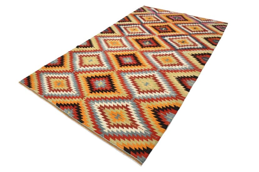 Kilim 178x295 cm, czerwony, beżowy, wełna, lata 70.