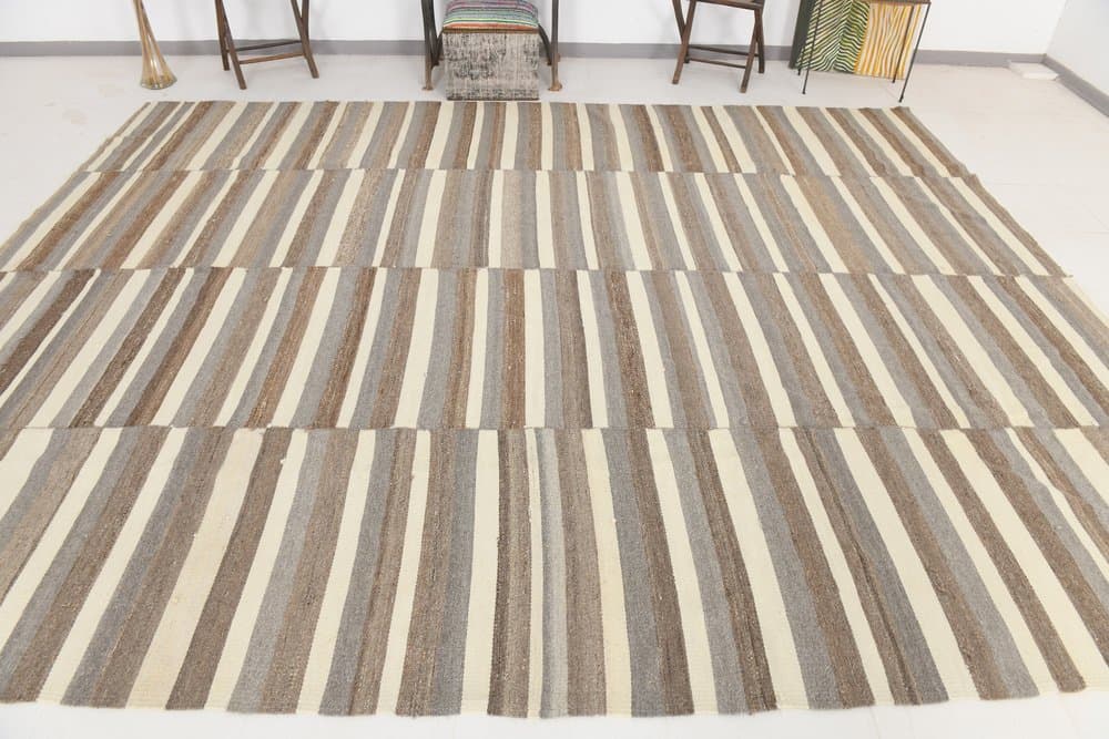 Kilim 306x385 cm, beżowy, wełna, lata 70. - 213220