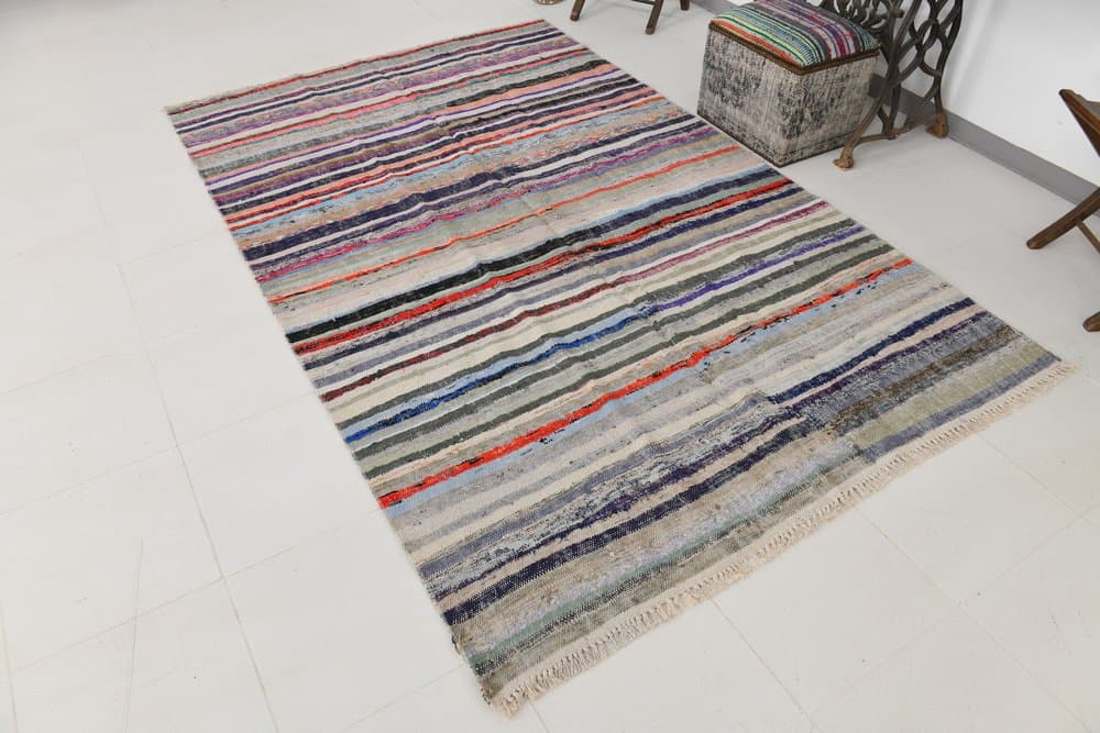 Dywan 170x266 cm, niebieski, zielony, wełna, lata 60. - 213298