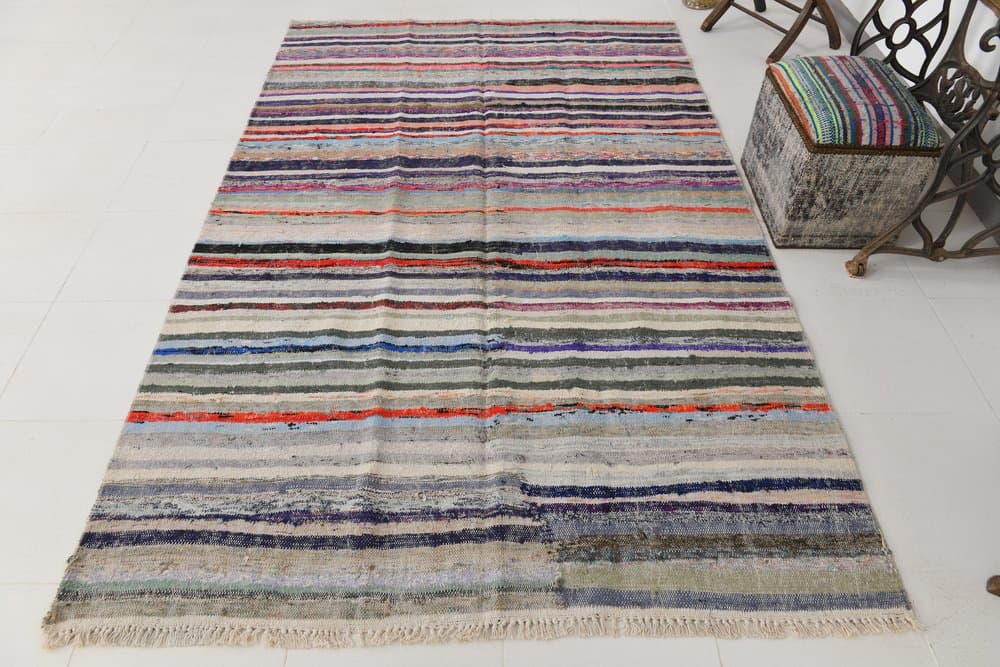 Dywan 170x266 cm, niebieski, zielony, wełna, lata 60. - 213300