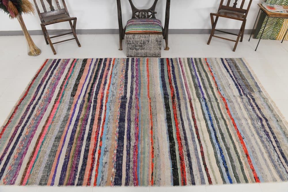 Dywan 170x266 cm, niebieski, zielony, wełna, lata 60. - 213301