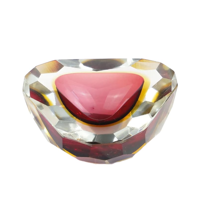 Multicolor Crystal Bowl, by F. Poli, Italy, 1950s